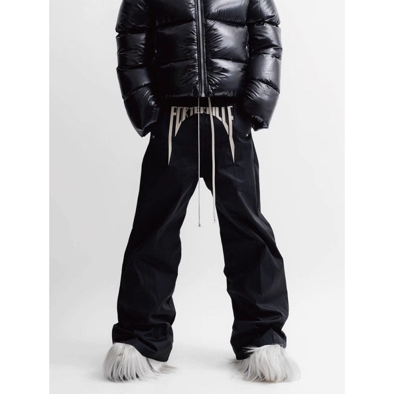Dark Slogan Embroidered Silk Twill Wide Leg Straight Leg Loose Trousers mid Waist Long Pants Non-Stretch Care_mkmklike.com