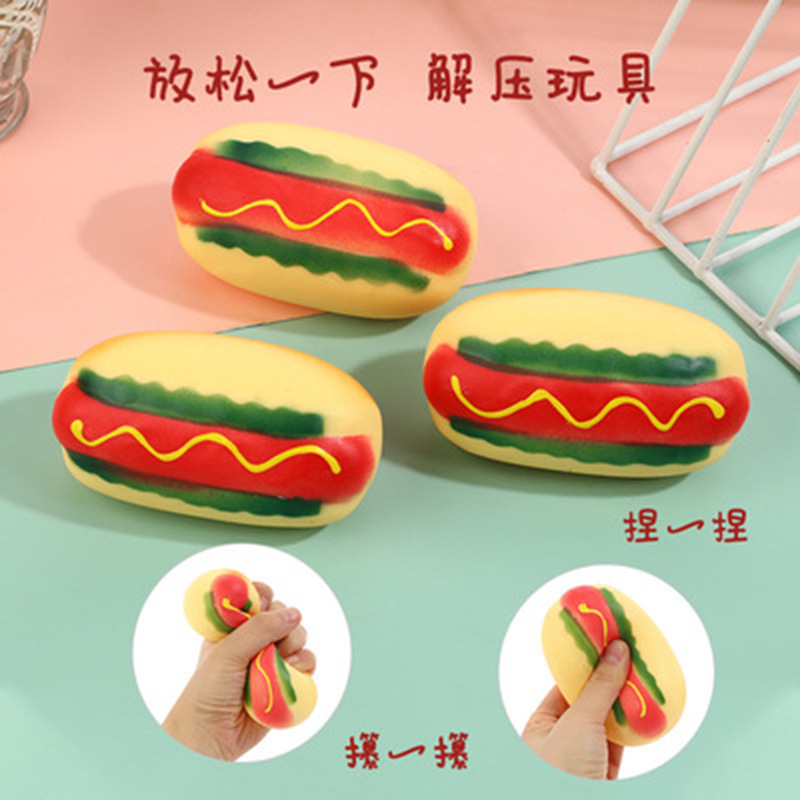 New exotic Lala hot dog new creative food and play Pat decompression hot dog toy simulation ingredients pinch music