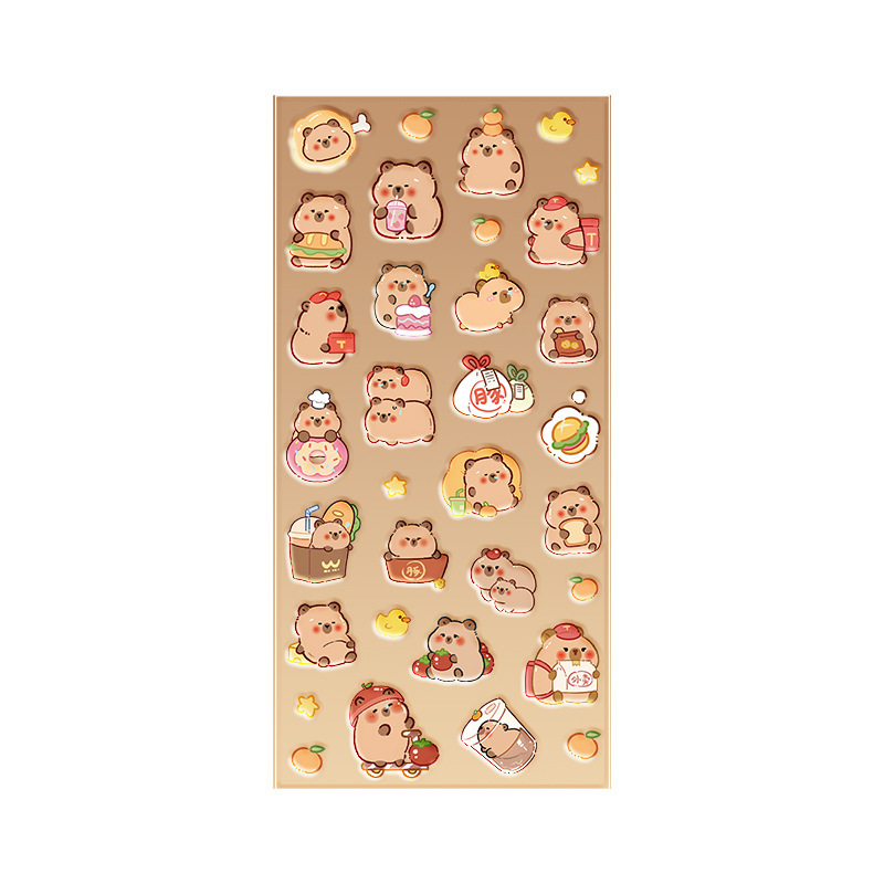 Pegatinas de algodón de burbujas de Kapibala Cute Cute Carpa de mano para niños Decoración de carcasa de teléfono móvil de bricolaje 3D Pegatinas de pez globo tridimensionales