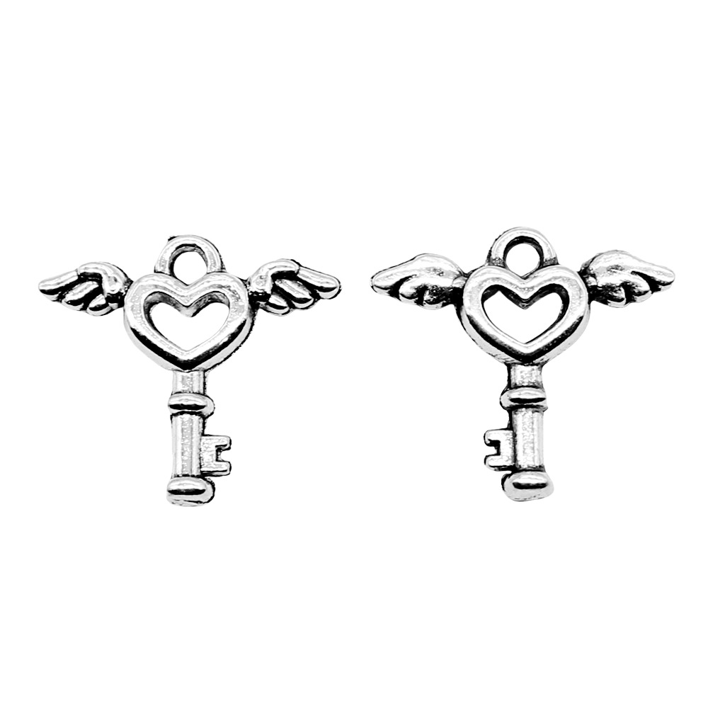 1g Weight Pendant Jewelry Making Type DIY Jewelry Accessories Classification 1 Piece Quantity Alloy Material Heart Shape, Wings, Key Pattern Plating Design Retro Style 1 Piece Alloy Heart Shape Wings Key Pendant 3