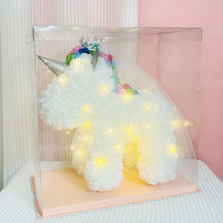 プリザーブドフラワー ローズベア ガールフレンドと親友へ プレミアムチャイニーズバレンタインデーギフト 誕生日プレゼント PEローズユニコーン|undefined