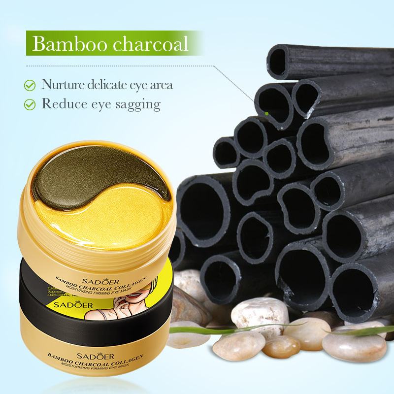 Inglés completo Sadoer carbón de bambú colágeno humectante máscara de ojos compacta humectante rehidratación cálida y suave ojos transfronterizos