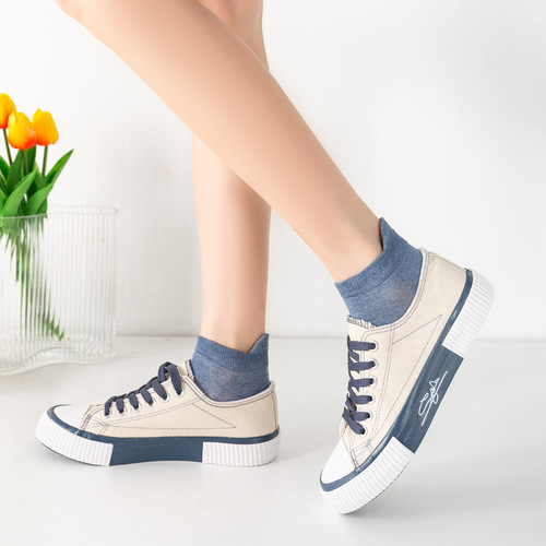 New summer thin style shallow mouth short solid color cotton socks Korean style preppy style ladies heel boat socks wholesale