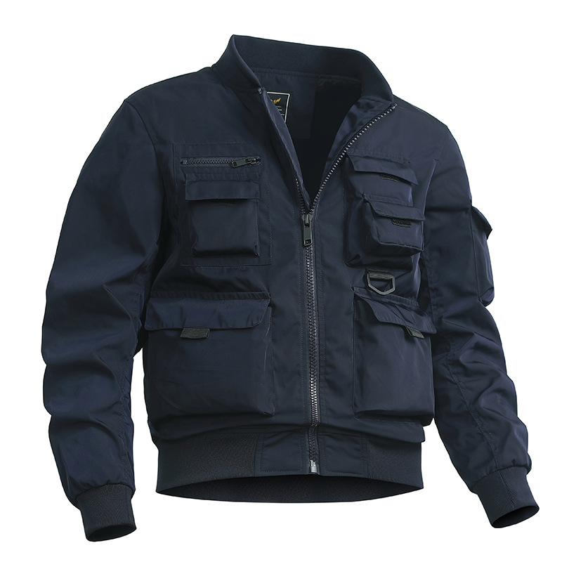 Chaqueta de piloto para hombre retro americano de béisbol multibolsillos chaqueta de herramientas chaqueta funcional de tres armadillos de asalto para hombre