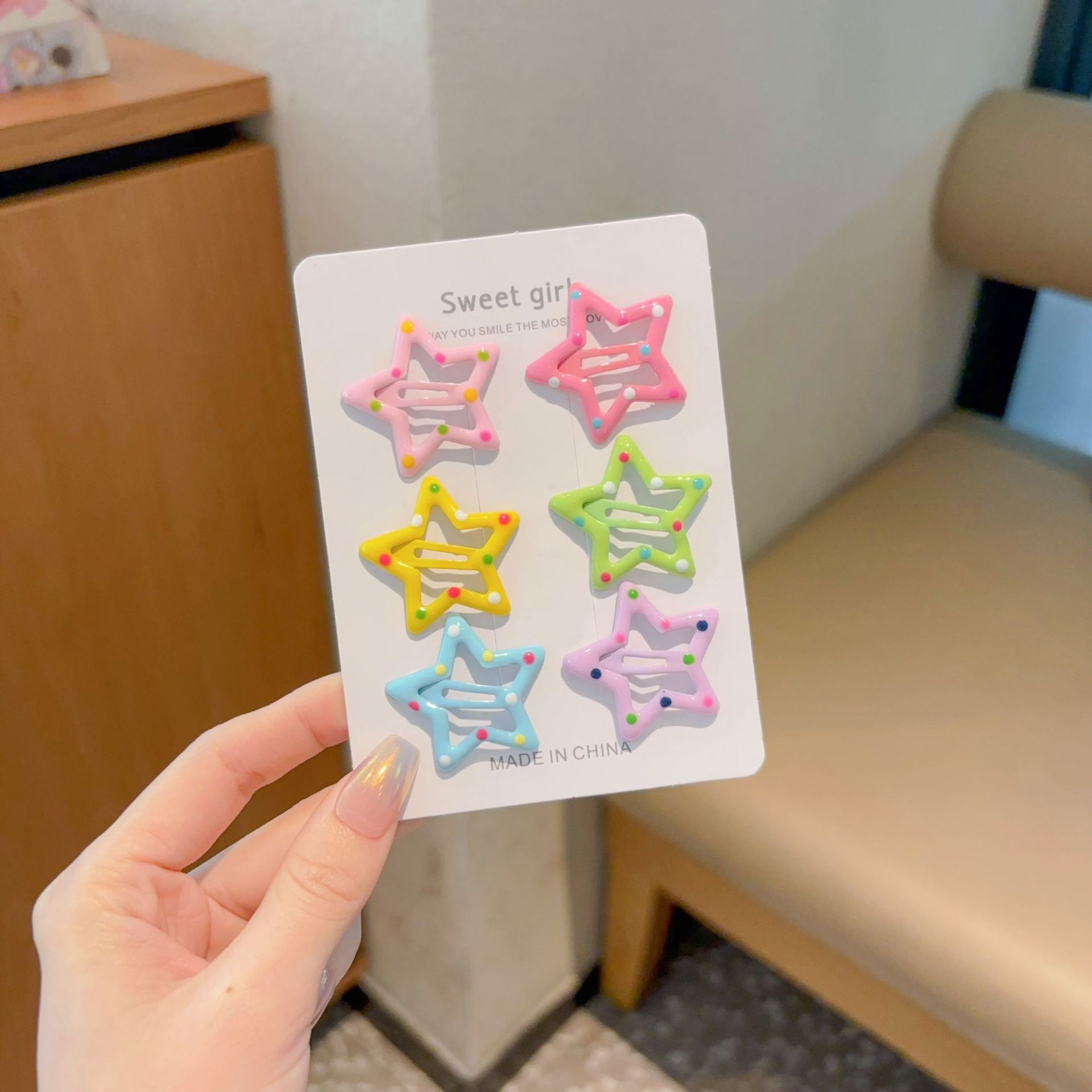 Sweet girl star clip para el cabello 2025 nuevo clip para el cabello de bebés femininos clip para el cabello lateral clip para el cabello de color