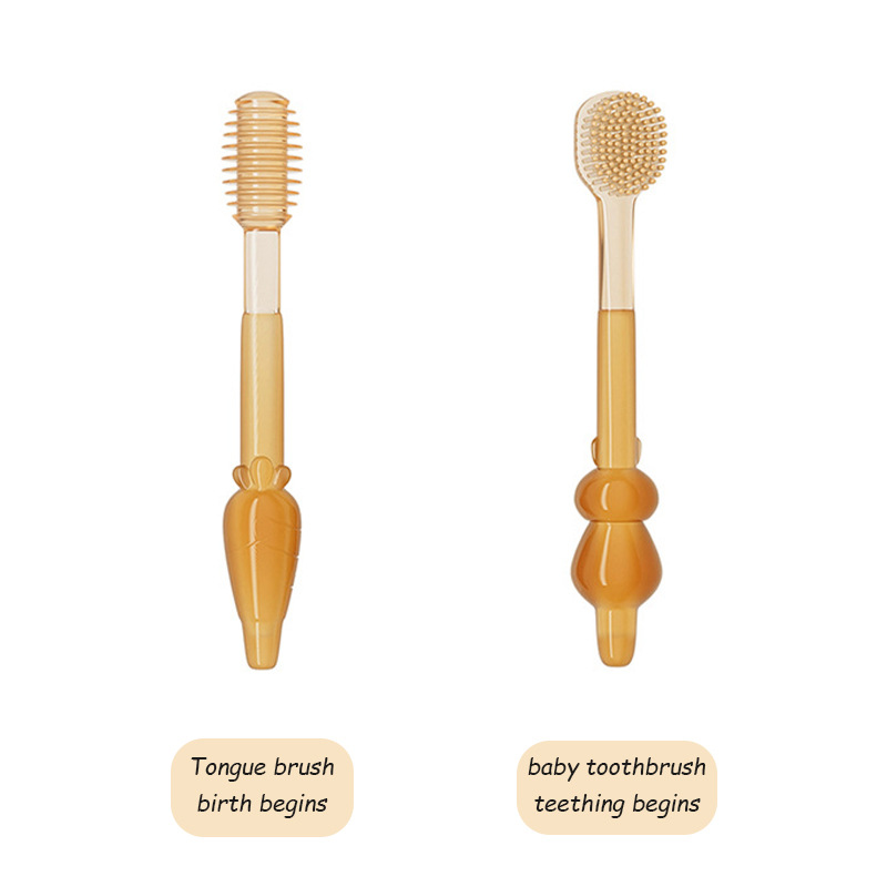 Nuevo bebé suministros cepillo de dientes de silicona bebé creativo cepillo de lengua cepillo de dientes de mama cepillo de dientes de limpieza oral palo de molienda