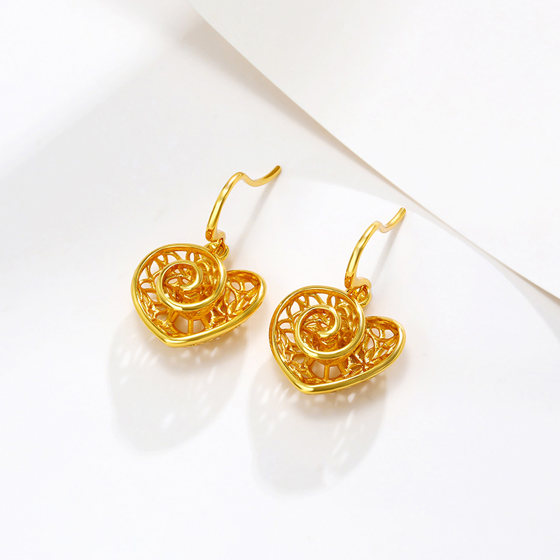 Xuping joyería pendientes en forma de corazón de rosa 24K color pendientes de amor estilo retro pendientes