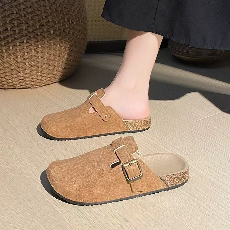 2026 Women's Slip-On Birkenstock Shoes for Spring and Summer, Fashionable Casual Flat Non-Slip Outdoor Solid Color Closed-Toe Mules