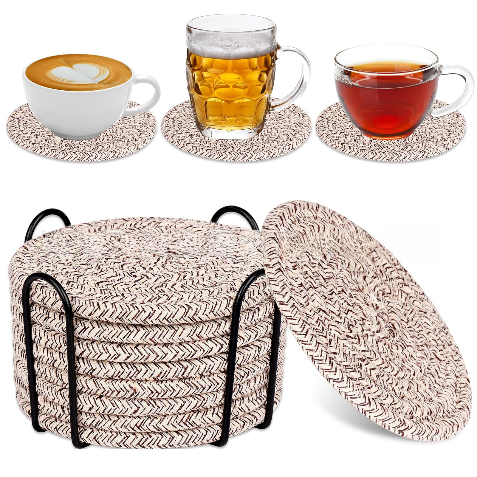 Amazon hot-selling cotton rope placemat 8-piece set with shelf…
