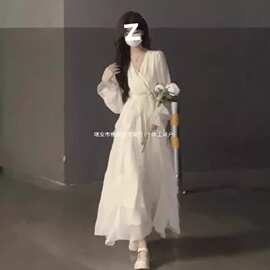 大码胖mm温柔风连衣裙女春夏设计感法式气质海边度假长裙子200斤