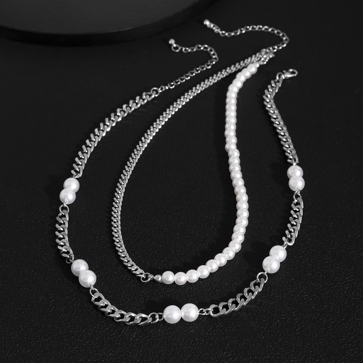1 Piece Simple Style Color Block Iron Pearl Menu0027S Layered Necklaces