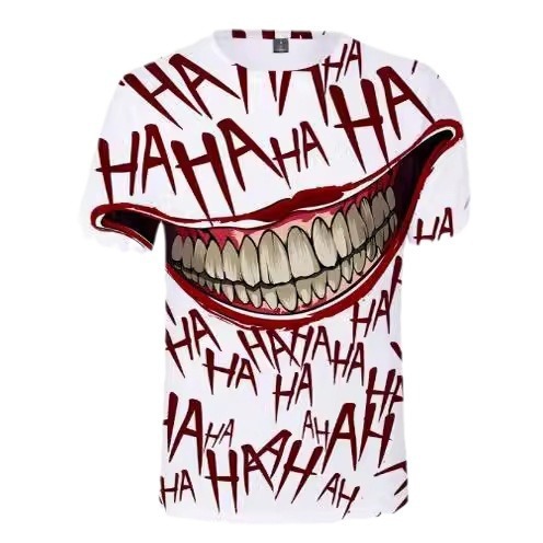 Cross-border European and American New Arrival 2024 Fashion Summer 3D HAHAHA American-style Streetwear Men's Short-sleeved T-shirt