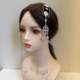 New Mongolian Elements Inlaid Pearl Side Clip Long Flocking Tassel Hairpin Flash Diamond Side Bangs Bride BB Clip