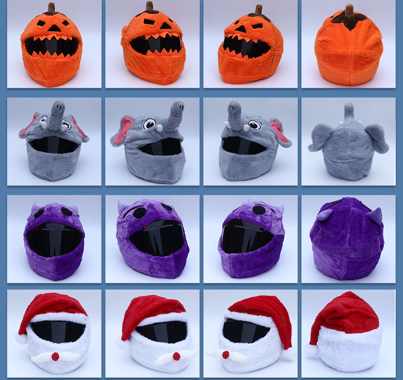 Cross-Border Motorcycle Roof Top Cute Plush Helmet Cover Seven-Star Motorcycle Face Mask Full Helmet Protective Cover
