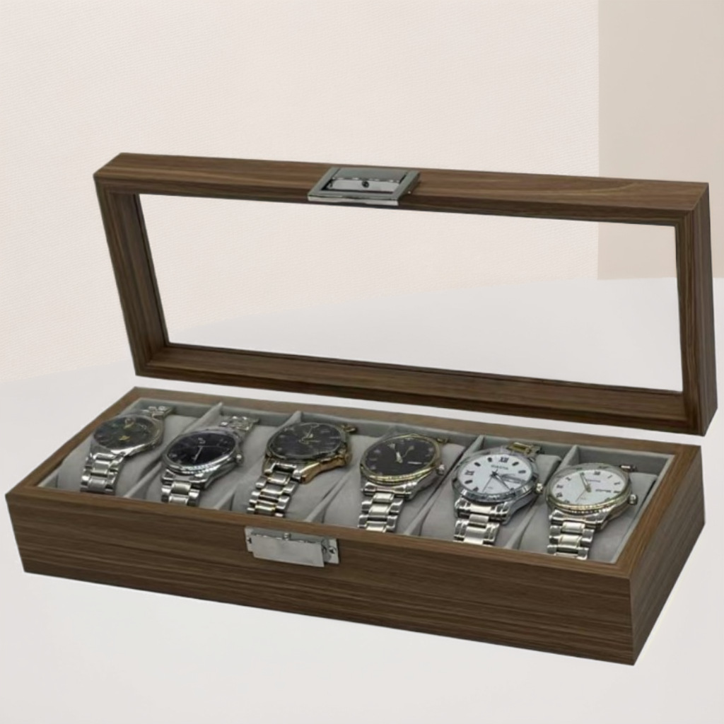 Storage Watch Box Watch Mechanical Watch Bracelet Jewelry High-End Wooden Display Packaging Box Dust-Proof Large Capacity in Stock