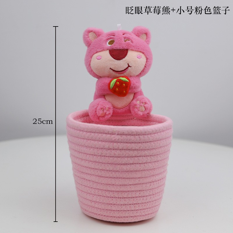 Cesta de Mimbre para Arreglos Florales, Diseño de Oso Abrazando Castañas, Estilo Hada, Material para Manualidades DIY