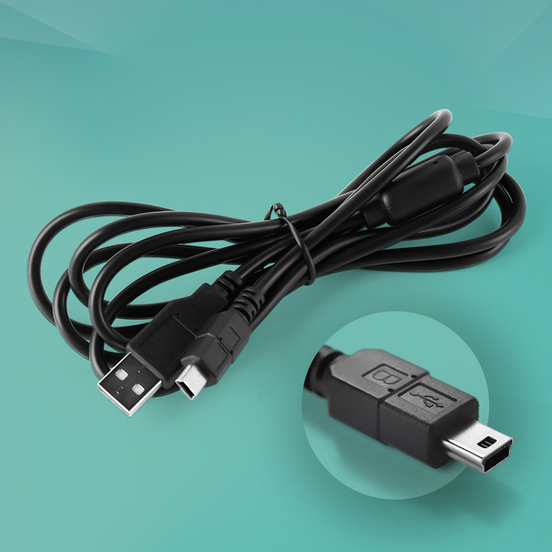Ps3 Controller Charging Cable USB Data Cable Mini5P Data Cable Plus Magnetic Ring Black with Ce Certification 1.8m