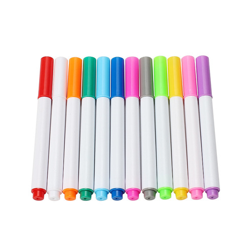 Cross-stitch leather water-soluble pen that dissolves when exposed to water, 12-color cloth tailor's pen, water-disposable marker pen