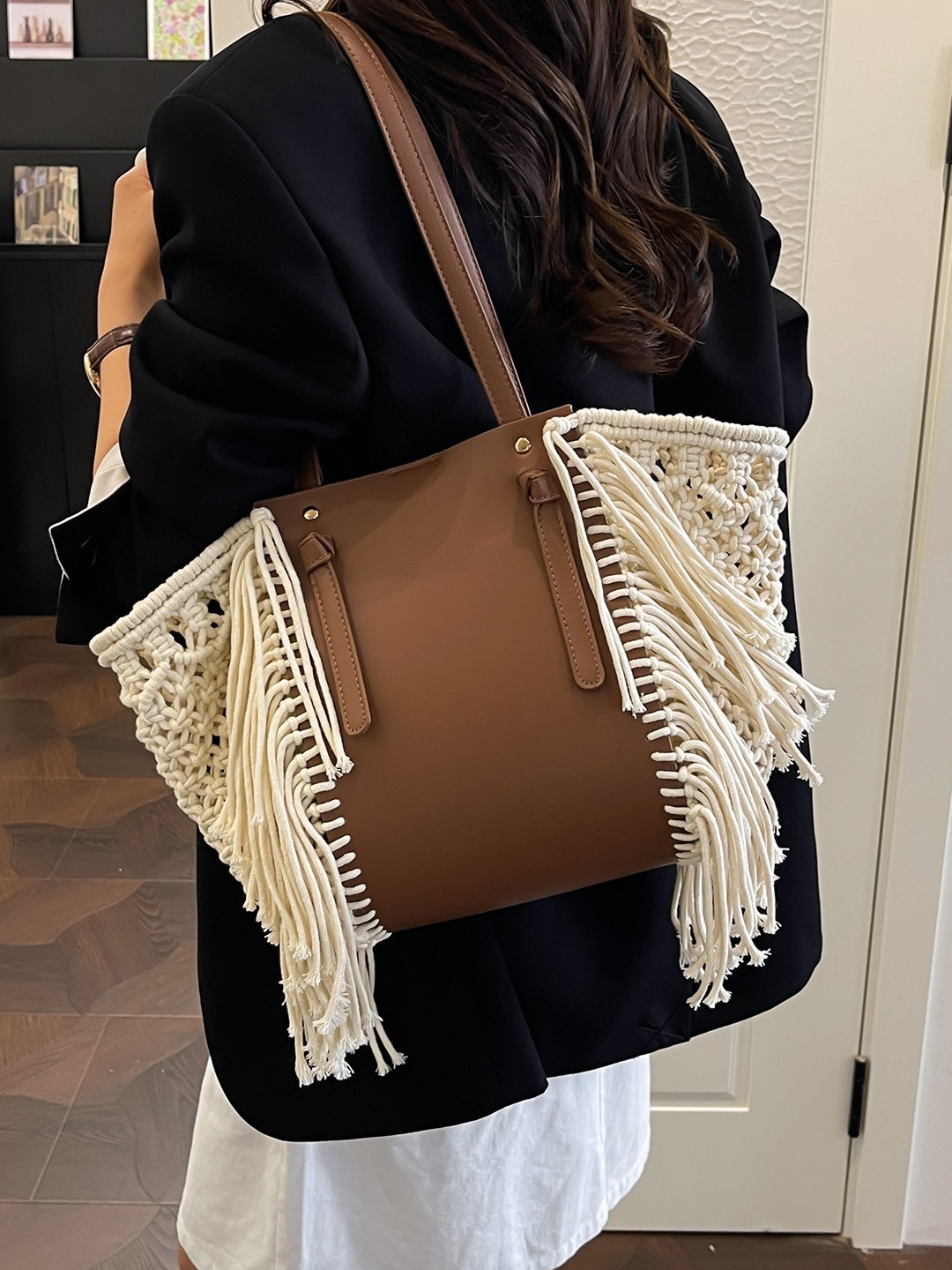 Bolsas de gran capacidad para mujeres 2026 moda de algodón cuerdas trenzadas agujeradas bordas bolsa de playa de viaje de viaje bolsa de ropa de cama casual bajo bolso especial