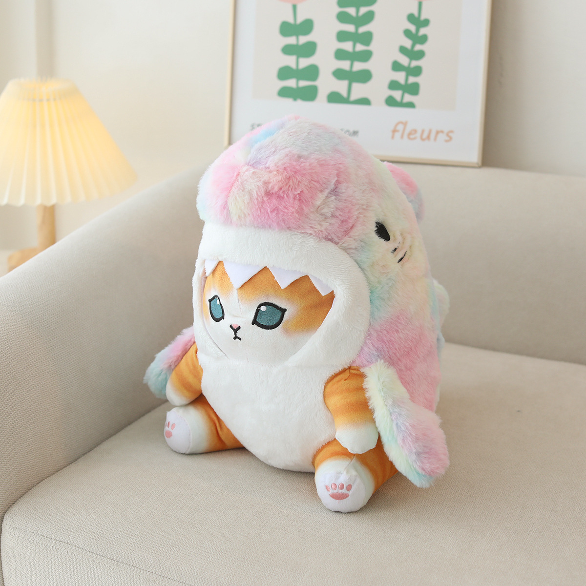 Tiburón lindo gato felpa juguete muñeca colgante japonés popular dibujos animados tiburón gato muñeca colgante almohada regalo