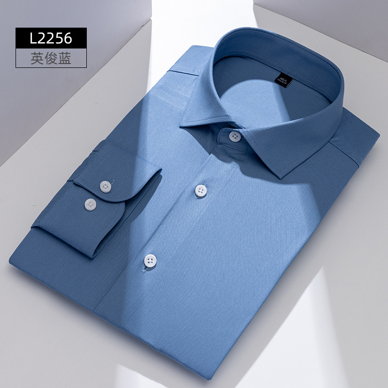Camisa de Vestir para Hombre de Fibra de Bambú, Elástica, Sin Planchado, para Negocios