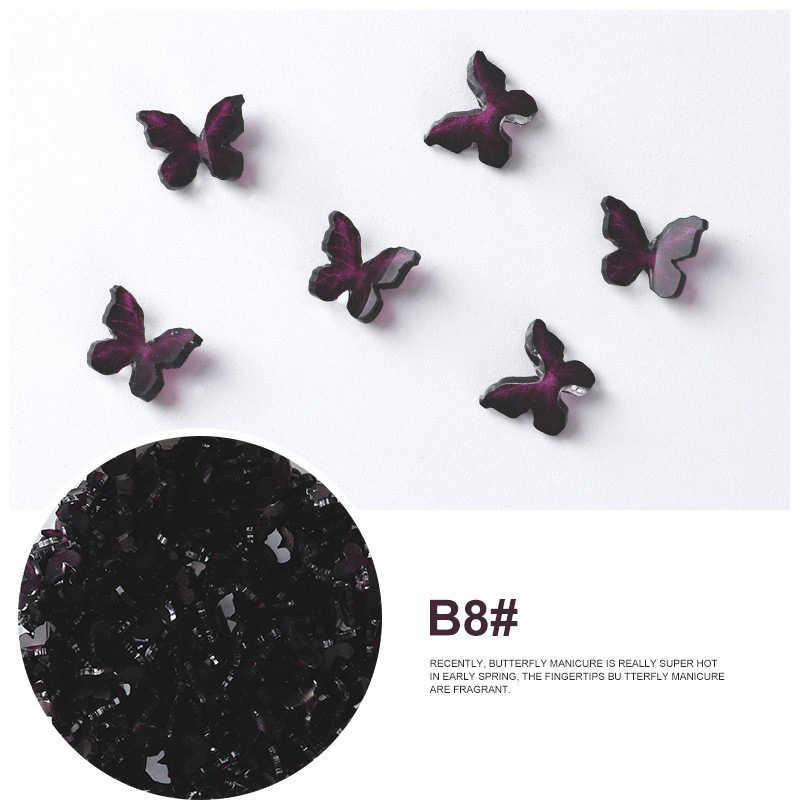 Acrílico mariposa resina tridimensional accesorios de uñas accesorios de flores plástico transparente uñas hechas a mano material DIY image 22