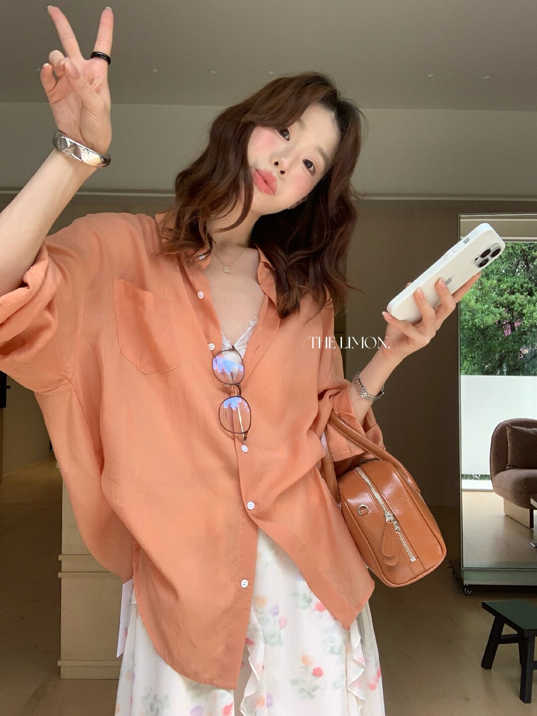 Áo sơ mi nữ tay dài chất liệu tencel phong cách lười biếng ấm áp — Vàng nhạt, xanh lam, Xanh lá cây nhạtcolor, màu hồng chi tiết 11