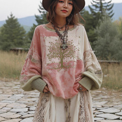 女式秋冬套头上衣跨境欧美女装数码印花防织毛衣休闲打底衫毛衣