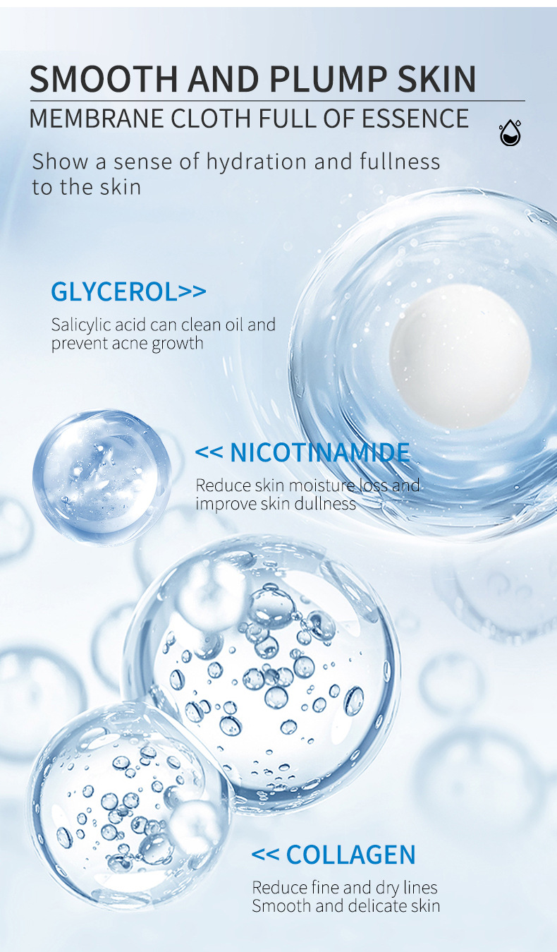 All-English Collagen/Niacinamide/Soothing Hydrating Facial Mask - Wholesale for Export