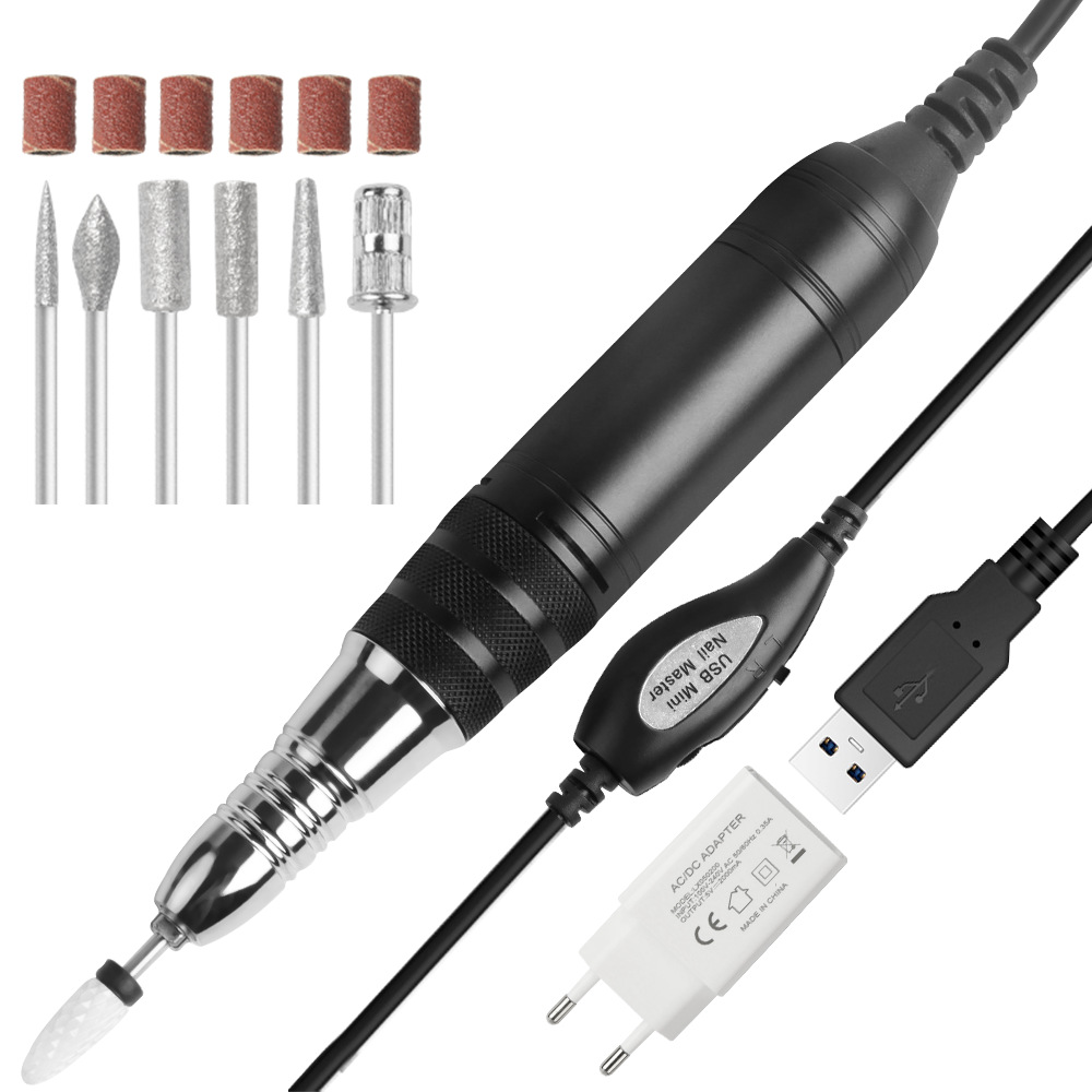 Pulidora de uñas portátil USB de 30000 rpm, removedor de uñas eléctrico, mini pulidora de uñas tipo bolígrafo para uso doméstico