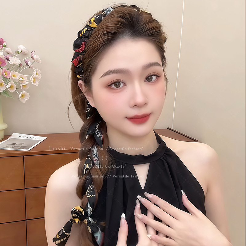 レトロな欧米風ヘッドスカーフ、甘くてクールな女の子のヘアスカーフ、ストリートダンス、サイクリング、フォトプロップス、ヘアバンド、ベルト装飾|undefined