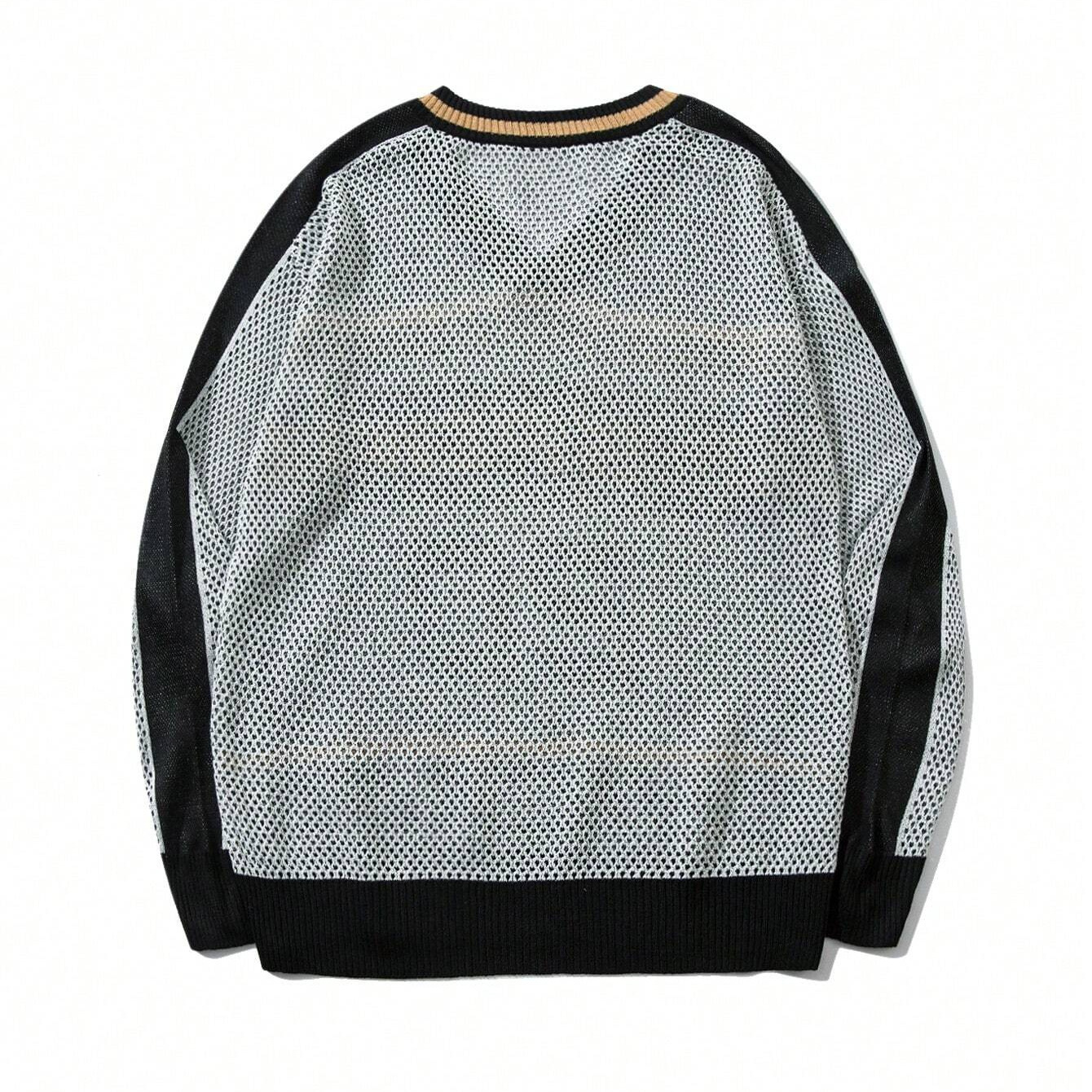 Top de estilo deportivo callejero americano europeo y americano 2025 otoño suelto con cuello en v jerk hip-hop retro casual camiseta de manga larga