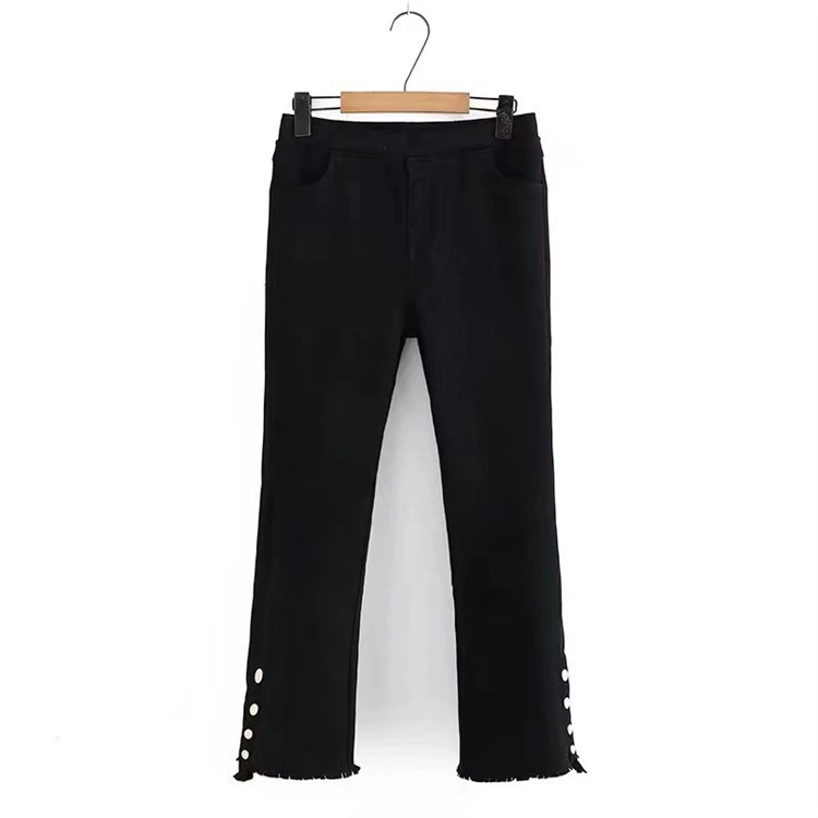 Осенне-зимние универсальные модные женские брюки Chubby Girl на флисовой подкладке, эластичные тонкие брюки-клеш на пуговицах 8387