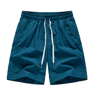 European and American men's quick-drying breathable five-point sports casual shorts foreign trade Men's solid color loose plus size beach pants manufacturer