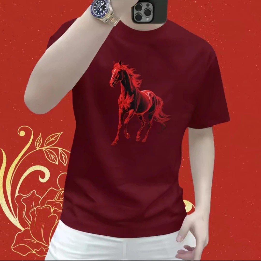 New Versatile Trendy Brand Men's Heavyweight Stretch Short-Sleeve T-Shirt with High-End Design, Popular Cool Half-Sleeve Top