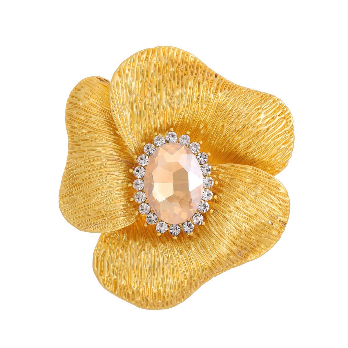 European And American Cross-border Fashion New Floral Brooch, Alloy With Diamonds, Women's Anti-exposure High-end Niche_voghion.com