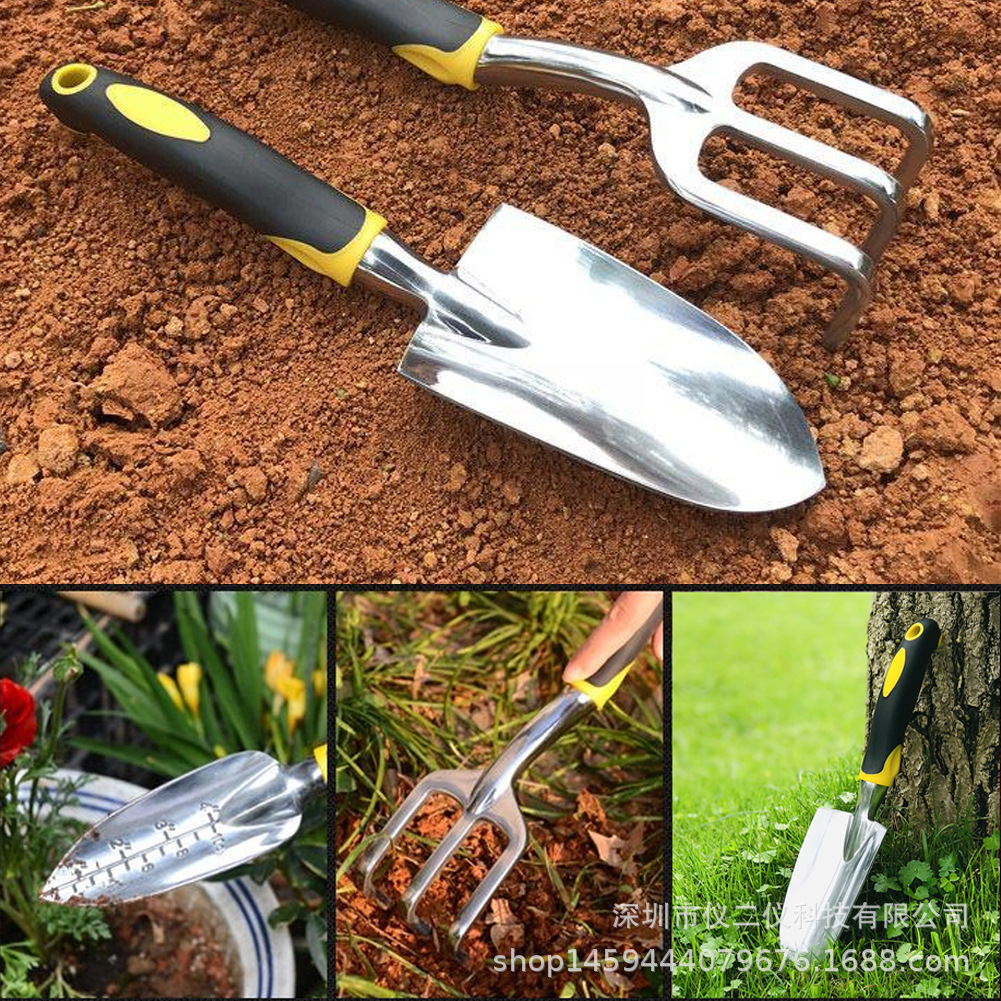 家用种花小耙锹园艺工具铝合金三件套小铁铲种菜多肉农用园林养花