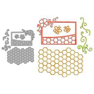 Cross-Border Exclusive Original Cutting Die for Journal Decoration with Bee and Honeycomb Pattern, Handmade Paper Art Embossing Carbon Steel Die