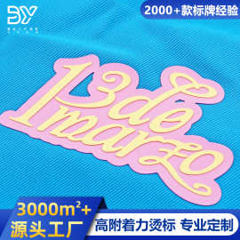 厚板硅胶烫画立体印热转印标服装logo加工丝印印花领标潮牌箱包