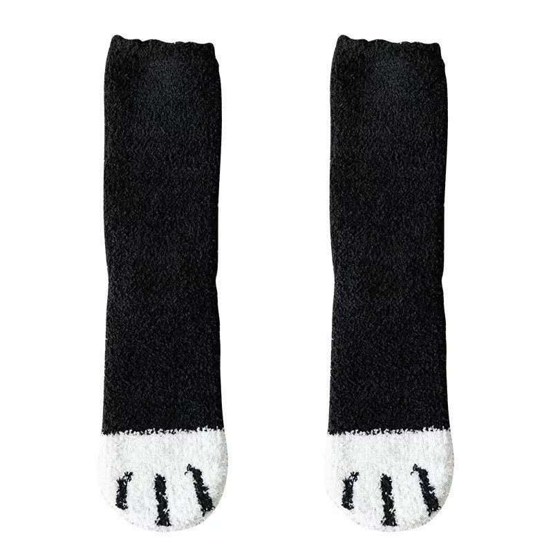 Calcetines de mujer mediana calcetines otoño-invierno de coral terciopelo de dibujos animados garras de gato calcetines de piso terciopelo calcetines de dormir calientes image 8