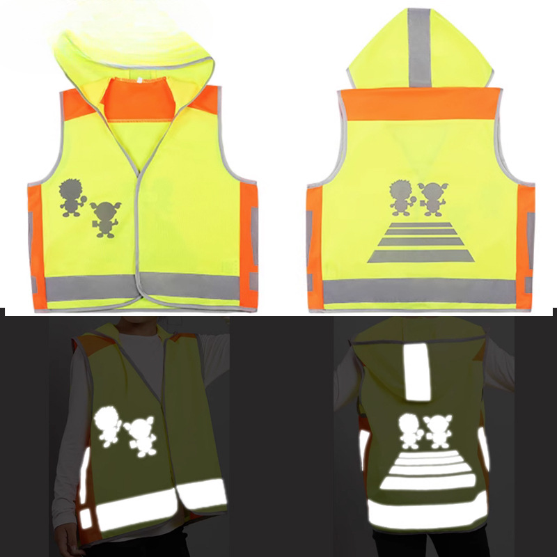 SFVest chaleco reflectante para niños a través de la carretera ropa de seguridad de tráfico para niños de jardín de infantes ropa reflectante de seguridad para estudiantes