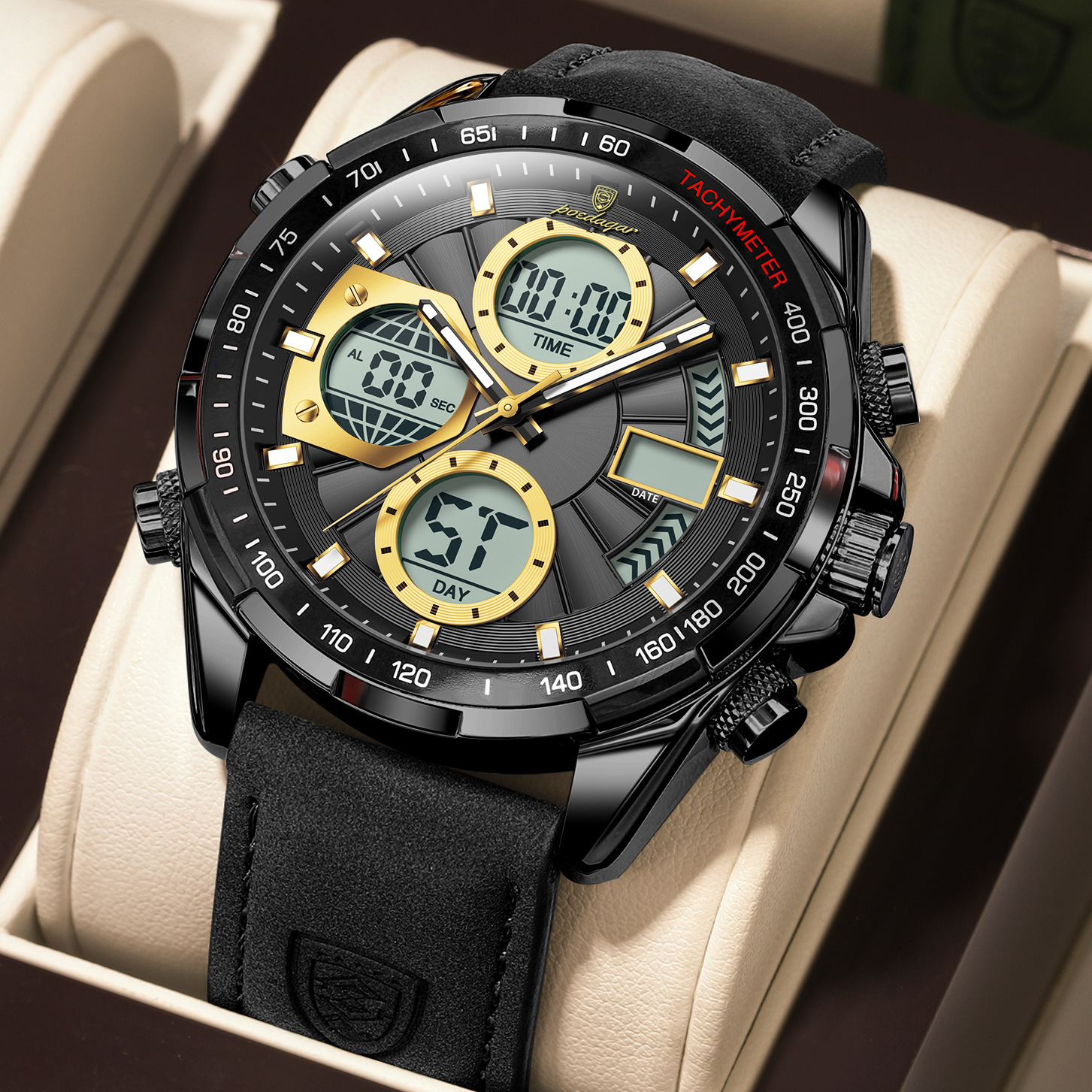 POEDAGAR / PEDAGAR nuevo reloj electrónico cronógrafo multifuncional de luz nocturna para hombres reloj de comercio exterior en vivo