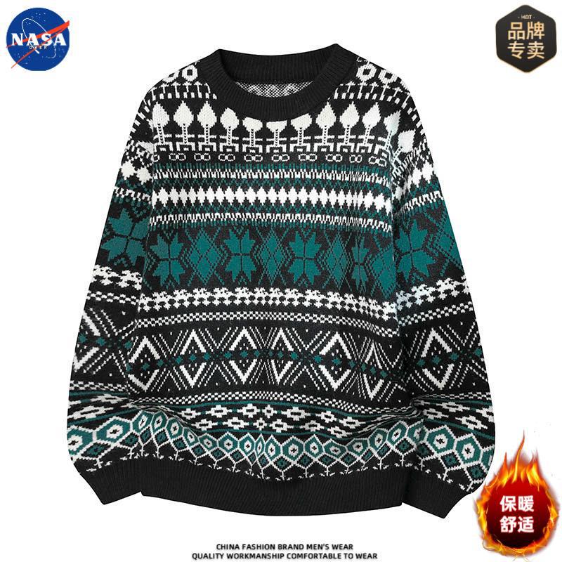 Nasa Brand Personalized Design Knitwear Round Neck Knitwear Men's Winter High-Quality Base Warm Knitwear