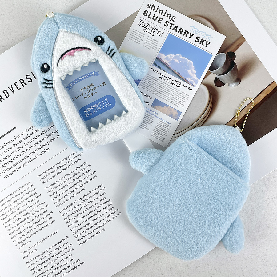 Card Holder Bags Type Unisex Shark Plush Open Card Holders
