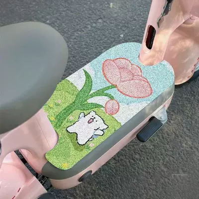 Avtomobil döşəmə paspasları – Cute Electric Vehicle Floor Mats for Home - flower-raising-puppy-need-to-cut-it-yourself-3050cm-universal-for-small-pedals