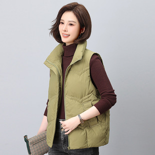 Mother Down Vest Women's Short 2024 New Autumn and Winter Lightweight Outer Wear White Duck Down Vest Hot Vest