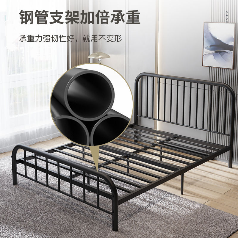 Cama de hierro de 1,5 m Cama para el hogar Cama doble de 1,8x2 m Cama de hierro de alquiler de 1,2/1 m Cama de estudiante al por mayor
