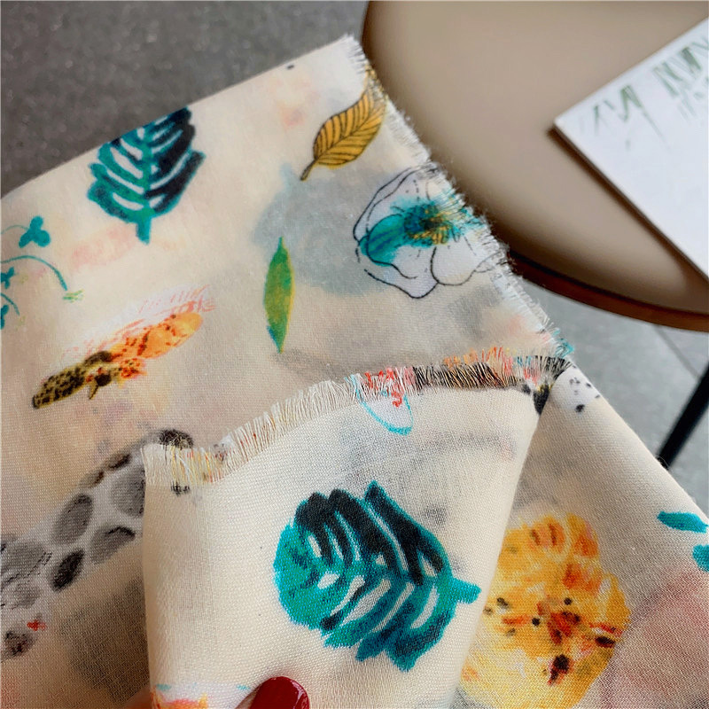 Sciarpa lunga retrò pittura a olio gatto infantile sciarpa estiva da donna doppio uso aria condizionata scialle in cotone e lino protezione solare sciarpa di garza sottile_voghion.com
