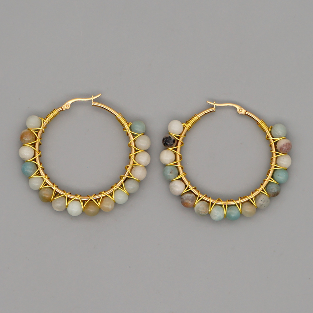 simple exaggerated ethnic gem large hoop earringspicture8