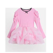 A类欧根纱针织连衣裙生日公主裙女童春秋礼服